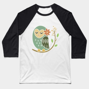 Owl on Branch Baseball T-Shirt